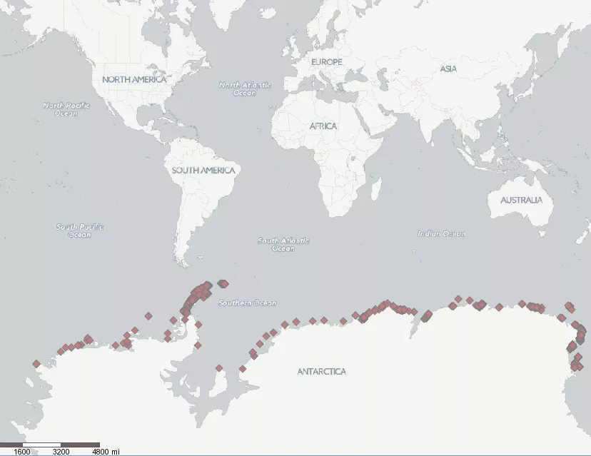The sites are nicely unwrapped in a Lat/Lon projection